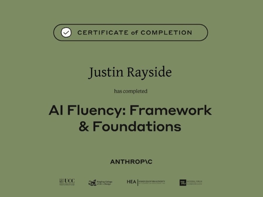 Anthropic certificate of completion: AI Fluency: Framework & Foundations