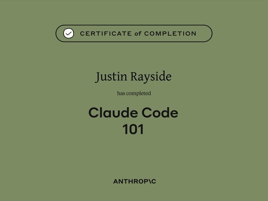 Anthropic certificate of completion: Claude Code 101