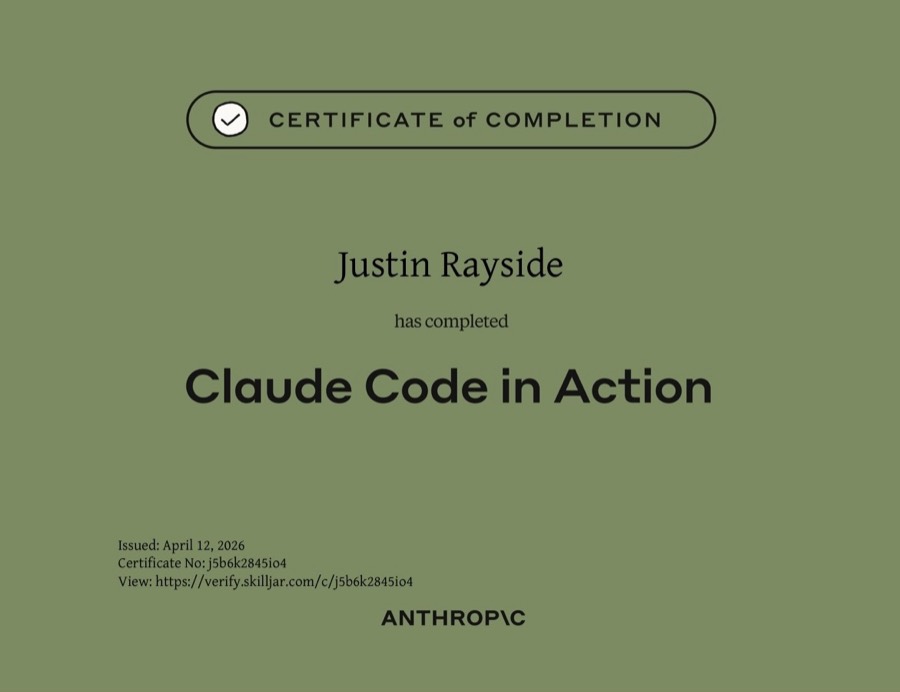 Anthropic certificate of completion: Claude Code in Action