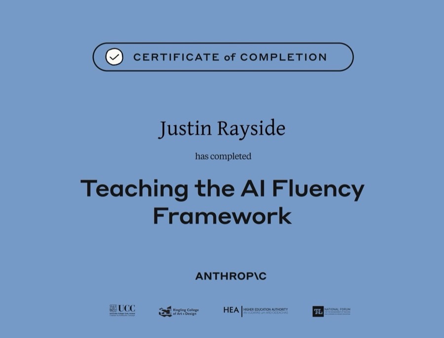 Anthropic certificate of completion: Teaching the AI Fluency Framework