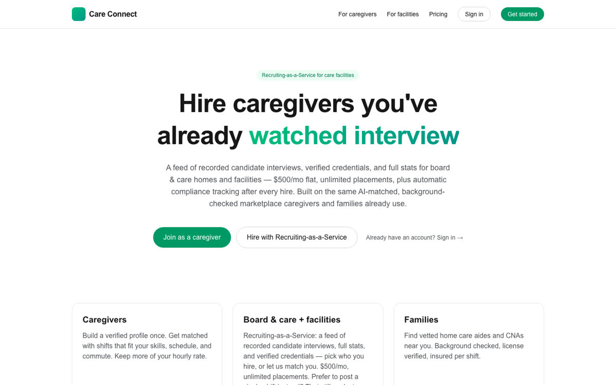 Care Connect website