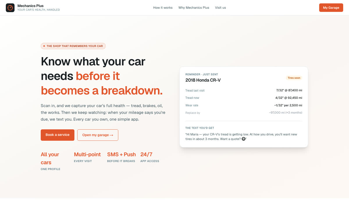 Mechanics Plus website